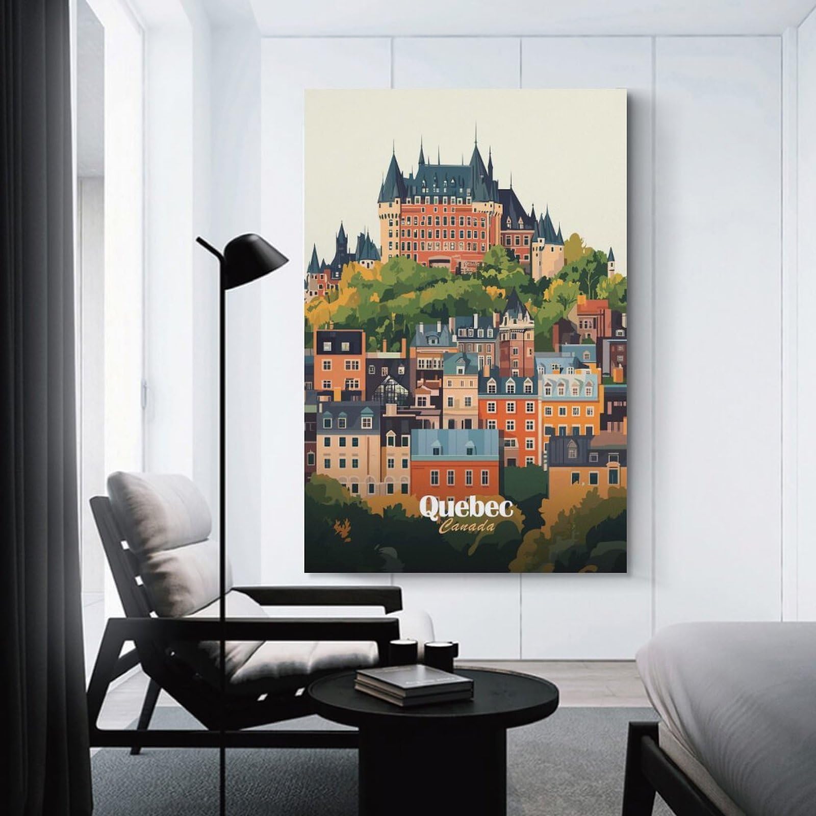 Junmoney Wall Picture Print Quebec City Skyline, 24x36inch(60x90cm), for Wall Displays, Bedrooms Or Room Updates, Wall Decor Suited to Curated Displays