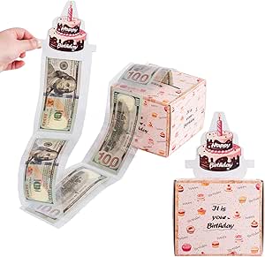 Birthday Money Box Gift Set - 50pcs Transparent Cash Bags For Surprise Money Pull