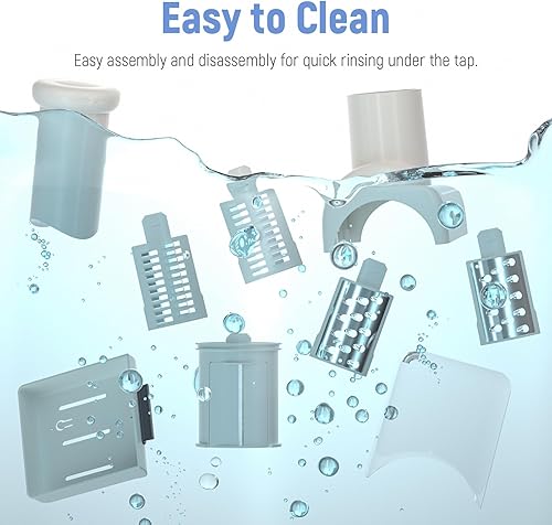 Miniatura 5 de Ollygrin - Rallador eléctrico de queso giratorio 3 en 1 de acero inoxidable, cortador eléctrico de verduras, cortador multifuncional para verduras y