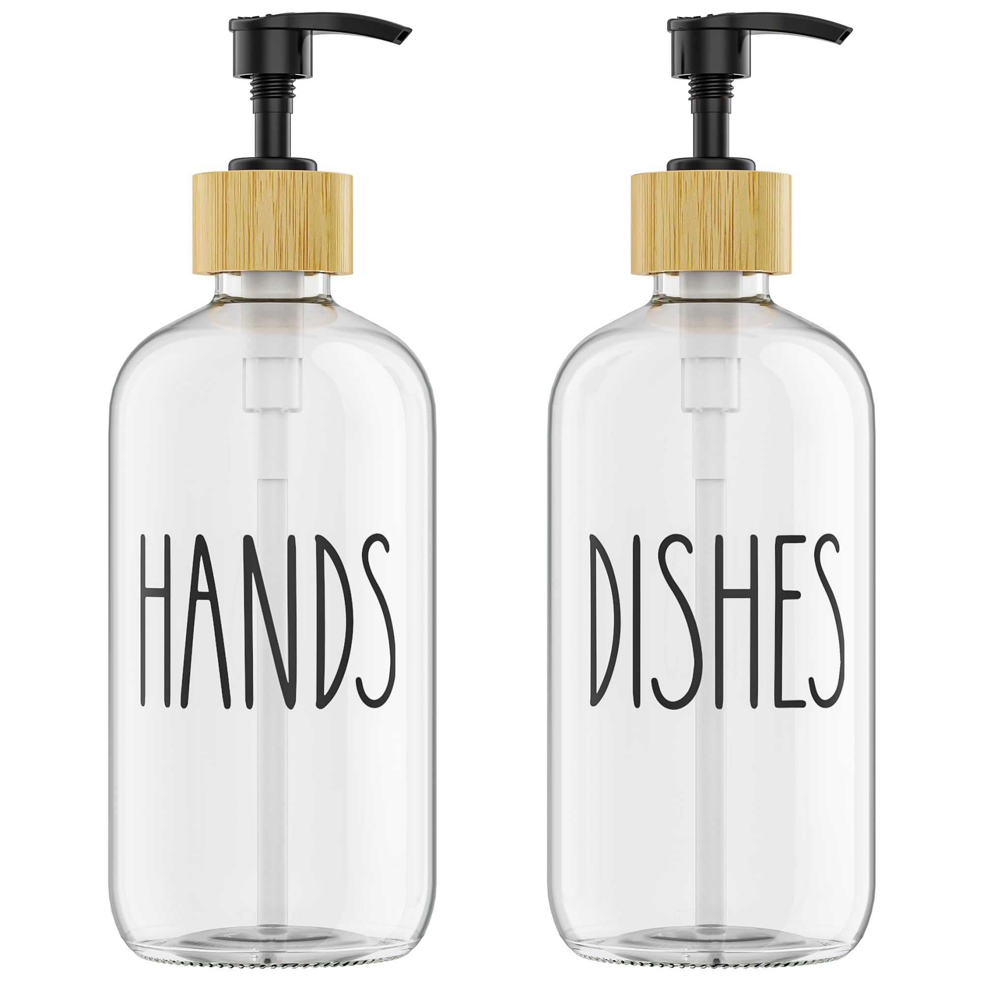 Cisily Kitchen Dish Soap Dispenser Set with 2 Pack 16.9oz Amber Glass Bottle and Sponge Holder, Dish Soap Dispensers with Adjustable Sponge Holder, Vintage Hand and Dish Soap Dispensers Set