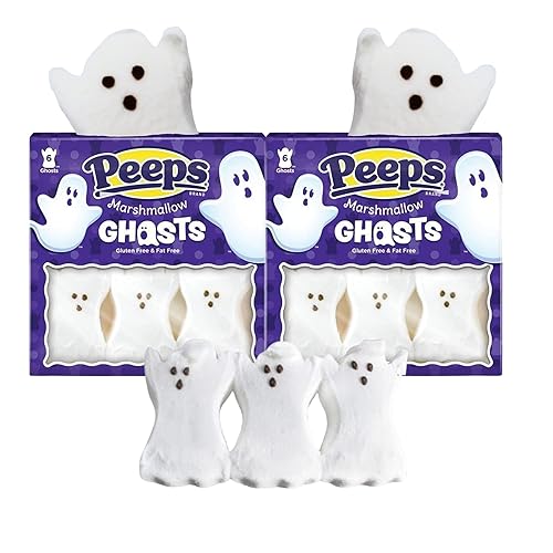 Peeps Ghosts - Postre de caramelo de malvavisco de Halloween, 3 onzas, paquete de 2 (paquete de 2)