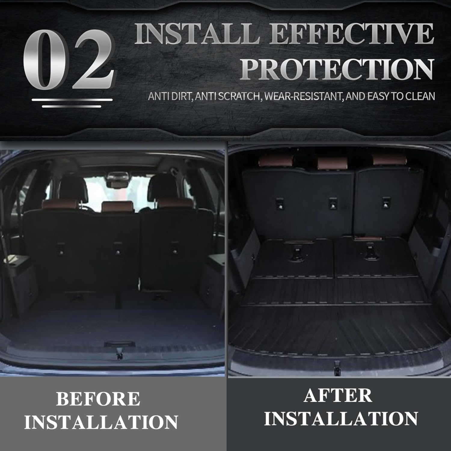 Cargo Mat & Backrest Mats Compatible with 2022-2025 Lexus LX 600 (Only Fits 7 Passenger Models) - TPE All Weather Rear Cargo Liner Rear Trunk Liner Back Seat Cover Protector