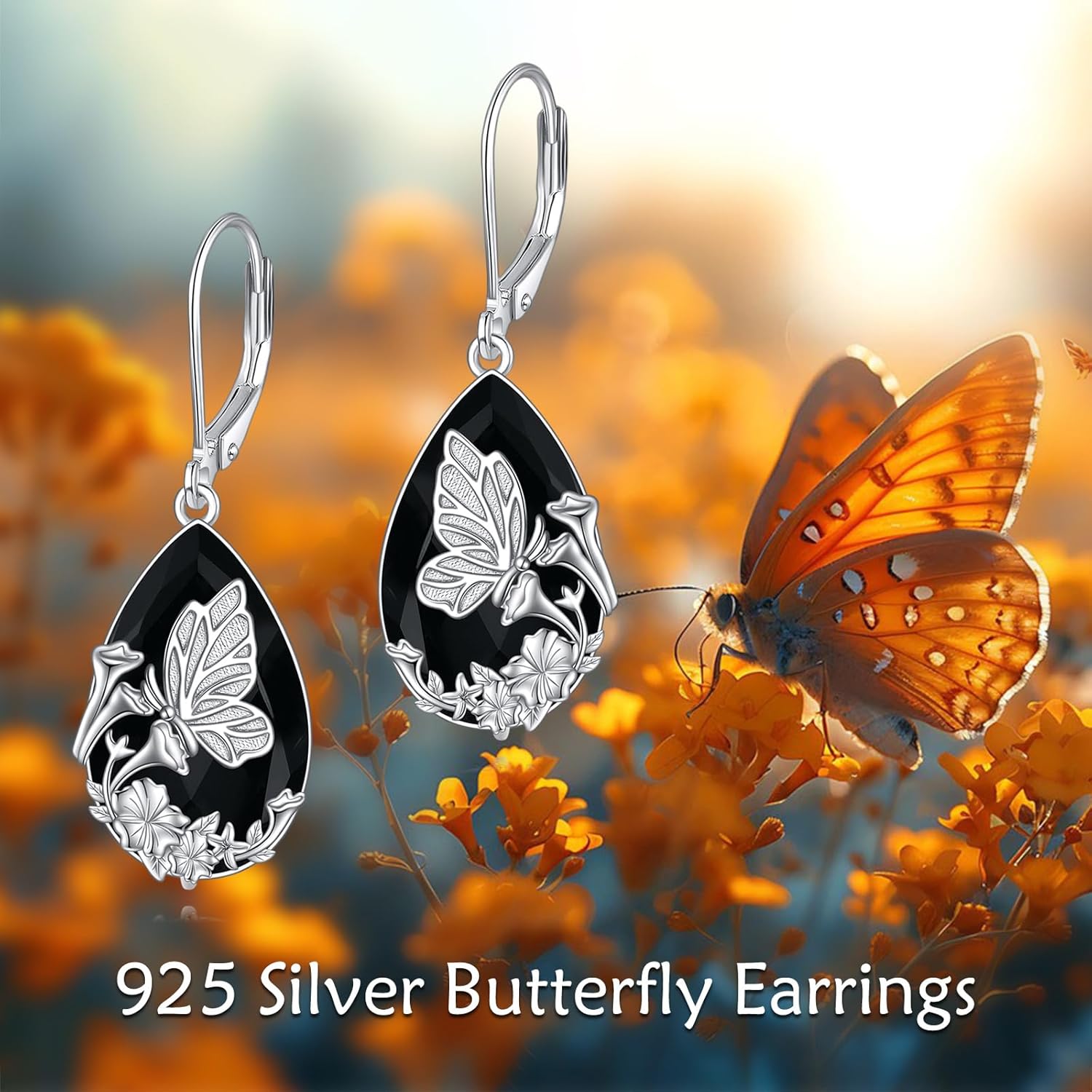 YFN Black Tourmaline Earrings Sterling Silver Dangle Drop Leverback Earrings Crystal Healing Jewelry Spiritual Protection Gifts for Women - Image 6