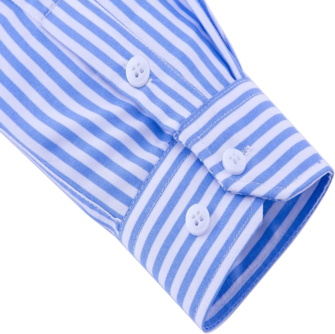 Men's Long Sleeve Dress Shirts Casual Business Vertical Striped Button Down Slim Fit Shirts - Image 5