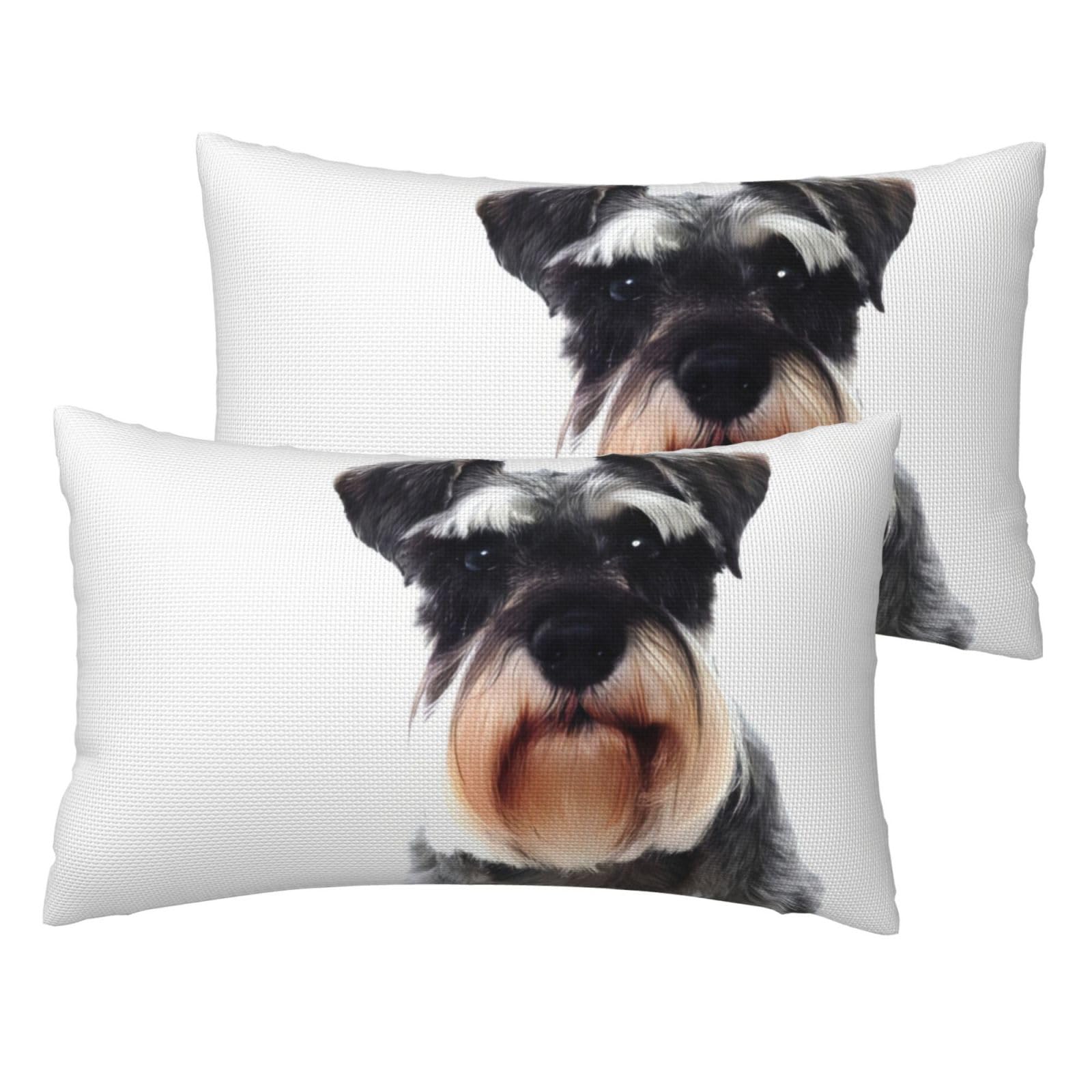 Taies d'oreiller schnauzer en lin imitation pour deco de salon et chambre lot de 2
