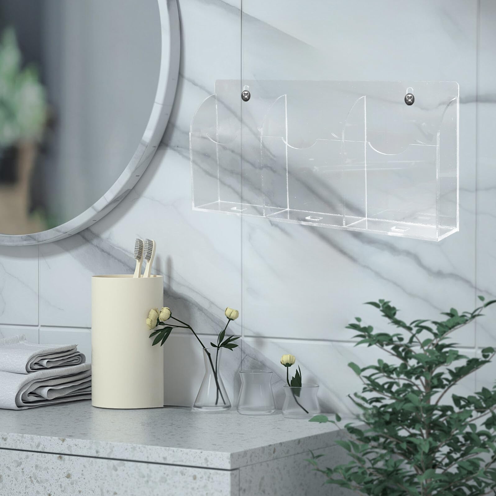 BESTYASH Supporto per Telefono e Porta Telecomando da Parete, Organizer Scomparti per Casa e Ufficio, Contenitore per Smartphone e Telecomandi Gestione Ottimizzata dello Spazio