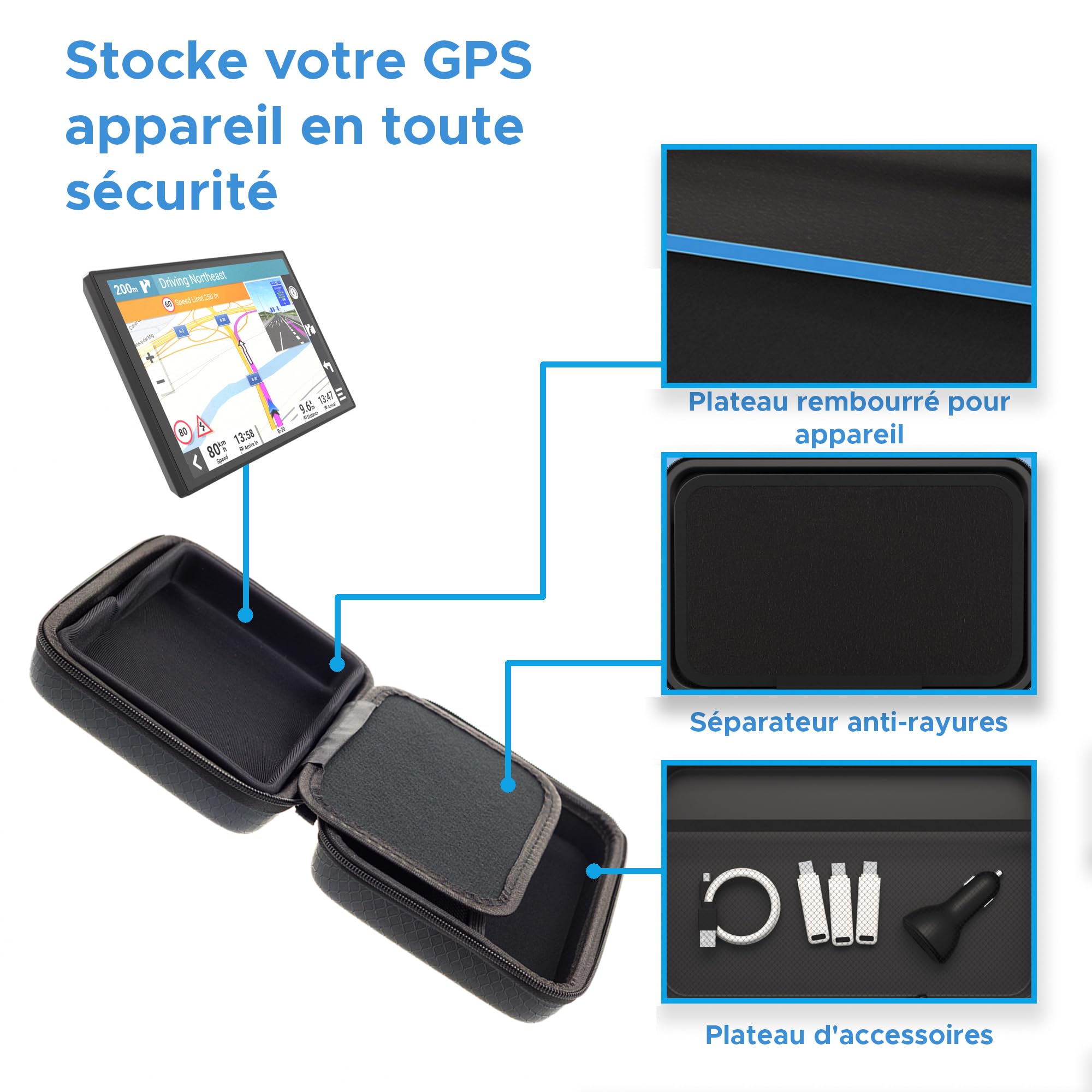 Digicharge Noir Étui de Transport pour Tomtom Go Classic 6'' Go Discover 6'' Premium Go Camper Tour Go Basic Essential 6 Pouces Go 6200 620 6250 61 Go Professional 6100 610 Go Camper GPS