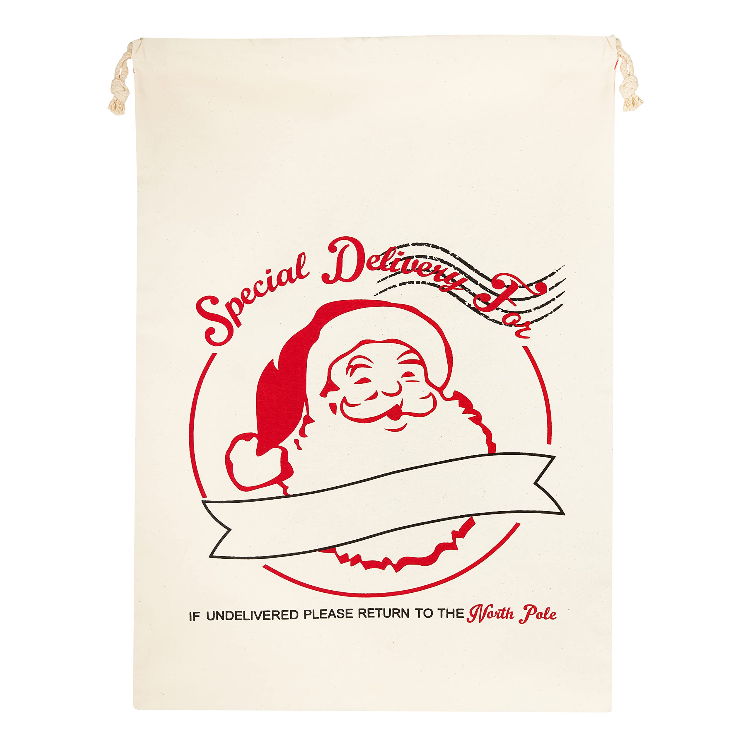 UltraByEasyPeasyStore Ultra Large Special Delivery Father Christmas Sacks 70cm by 50cm Linen Xmas Gifts Presents Traditional Childrens Adults Drawstring Bags Christmas Bags for Presents โ image 1