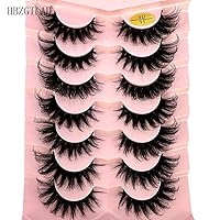 Vista 3 de HBZGTLAD 7 pares de pestañas de media pestaña segmentadas manga 3D, pestañas de aspecto natural, pestañas de visón esponjosas, paquete de pestañas