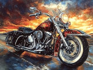 DIY Motorcycle Diamond Painting 12x16 Inch, Full Round Drill Kits Mosaic Art for Adults Relax & Home Wall Decor Festival Gift 252