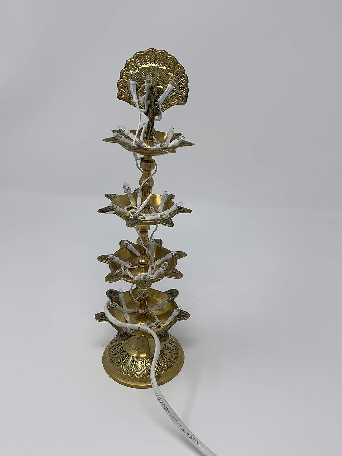Electric Deepak - Peacock Set of 2 Lighted Diya/Puja Lamps (4 Layer - Peacock)