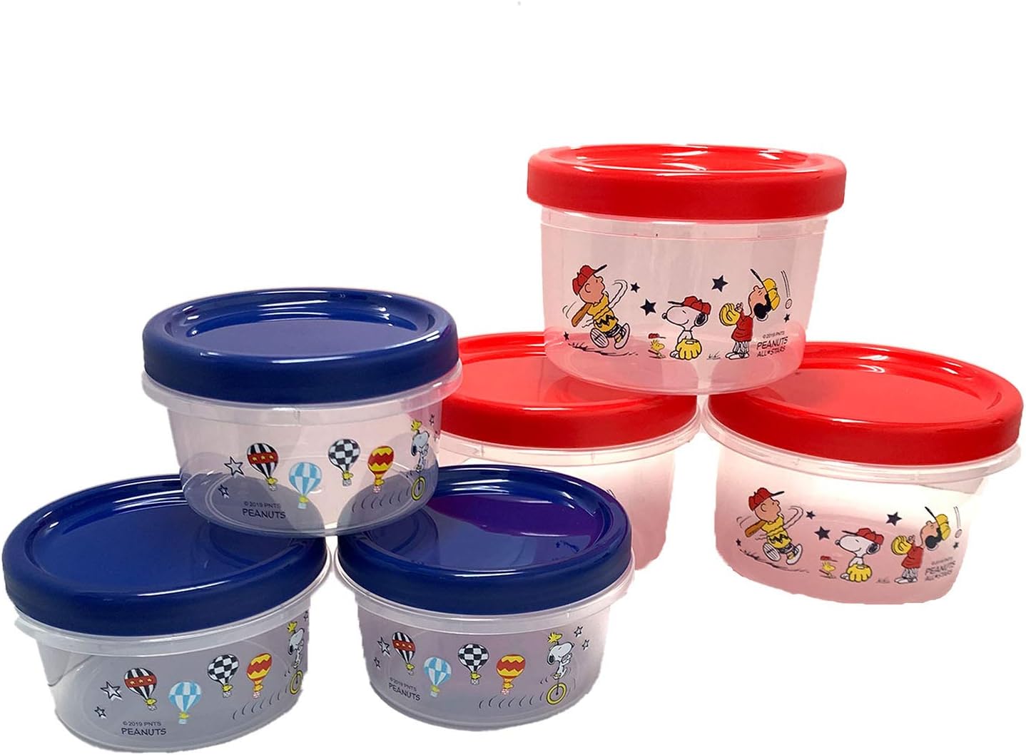 Amazon Adossy 保存容器 6個セット スヌーピー 大 小 タッパー 中が見える 弁当箱 おかず入れ 蓋つき 保存容器 キャニスター オンライン通販