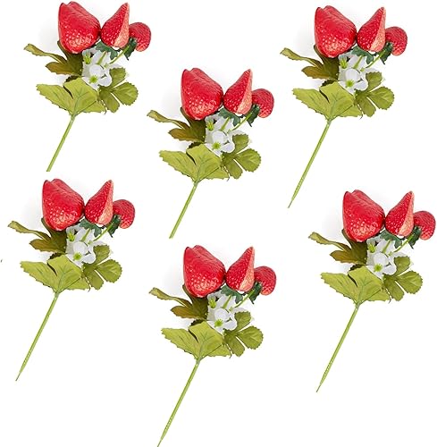 Miniatura 10 de Factory Direct Craft Arbusto de fresa artificial - Fresas de primavera y verano Plantas florales y decoración del hogar Fruta falsa (tamaño 17