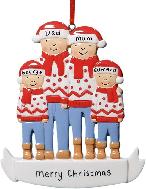 Alphabet barn Personalised Family Christmas Tree Decoration Xmas Gift Ornament Groups 3 4 5 (Family of 5)