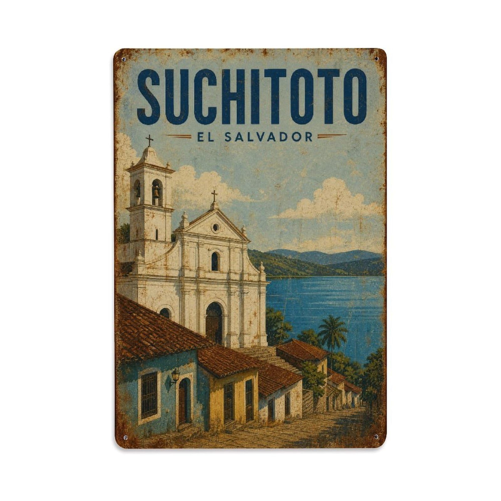 Travel Retro El Salvador Suchitoto Metal Tin Sign