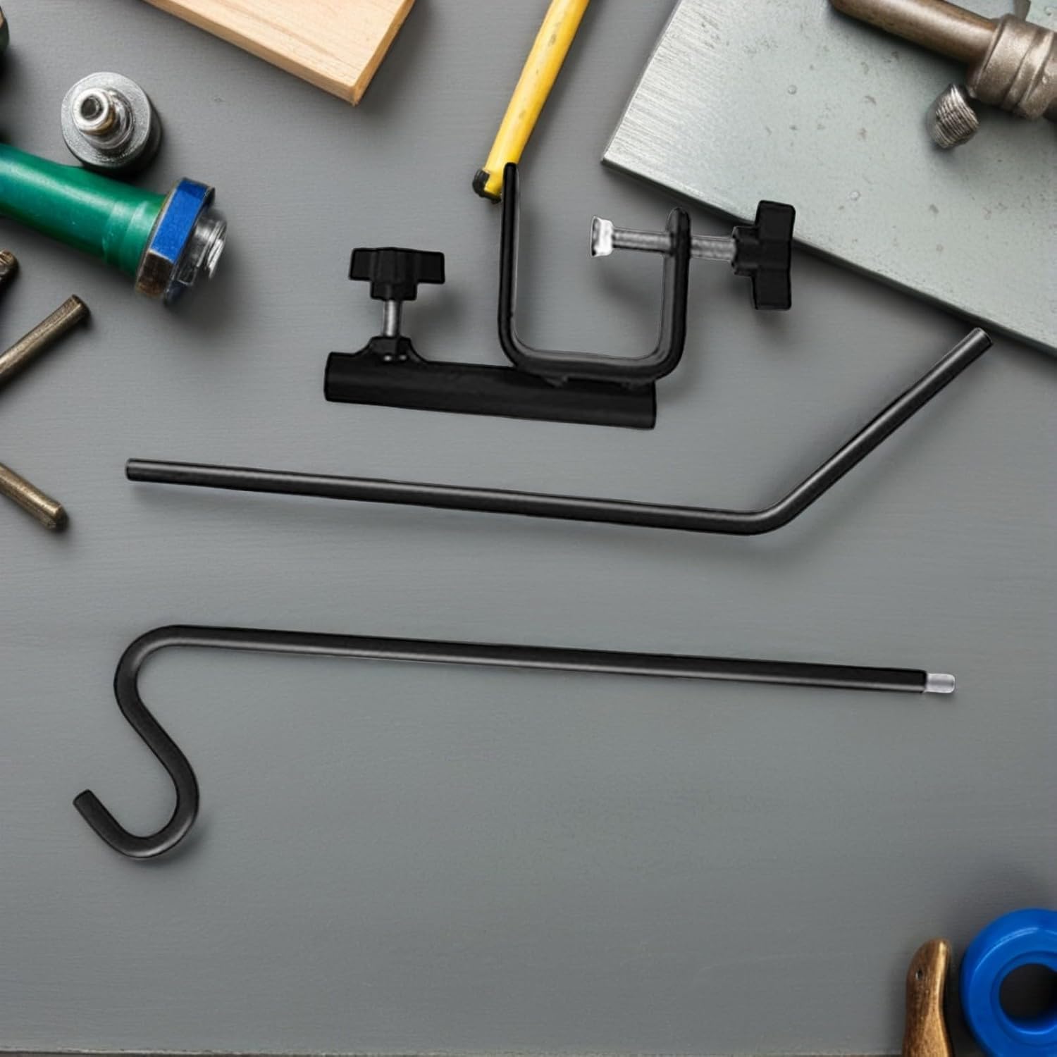 Milisten Heavy Duty Adjustable Shepherd Hook 30in Deck Rail Bird Feeder Hanger Outdoor Pole for Hanging Plants and Feeders on Deck Railing