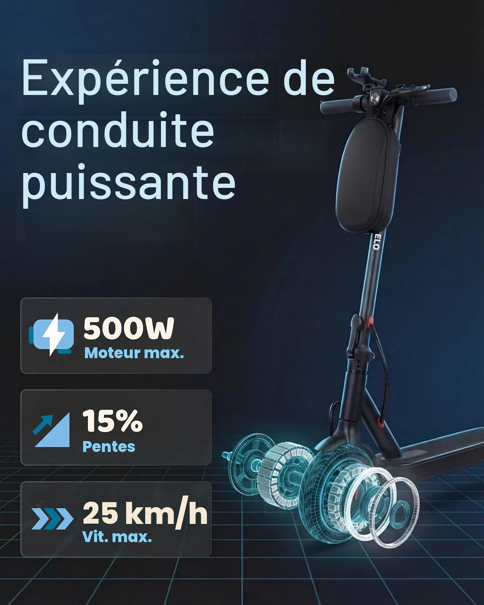 S3 Pneumatiques Trottinette Electrique Adulte Ultra Legere, 350w-500w Autonomie 30km,36v 10.4ah RéGéNéRation De Batterie Au Freinage Maxload120kg, APP Contrôle