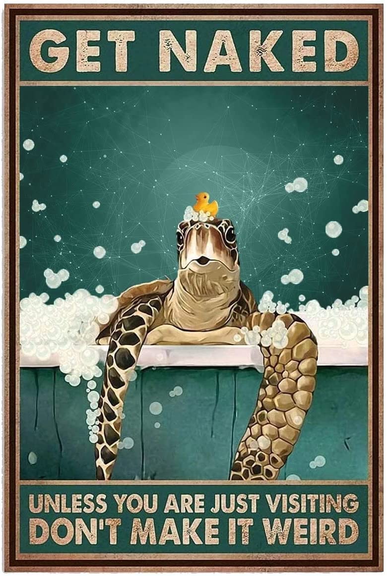 Funny Bathroom Vintage Stylemetal Tin Sign Wall Decor - Vintage Sea Turtle Tin Sign - For Plaque Wall Decor Gift For Bathroom Restaurant Farm Bedroom Cafe School 8x12 Inchs - 8x12 Inch