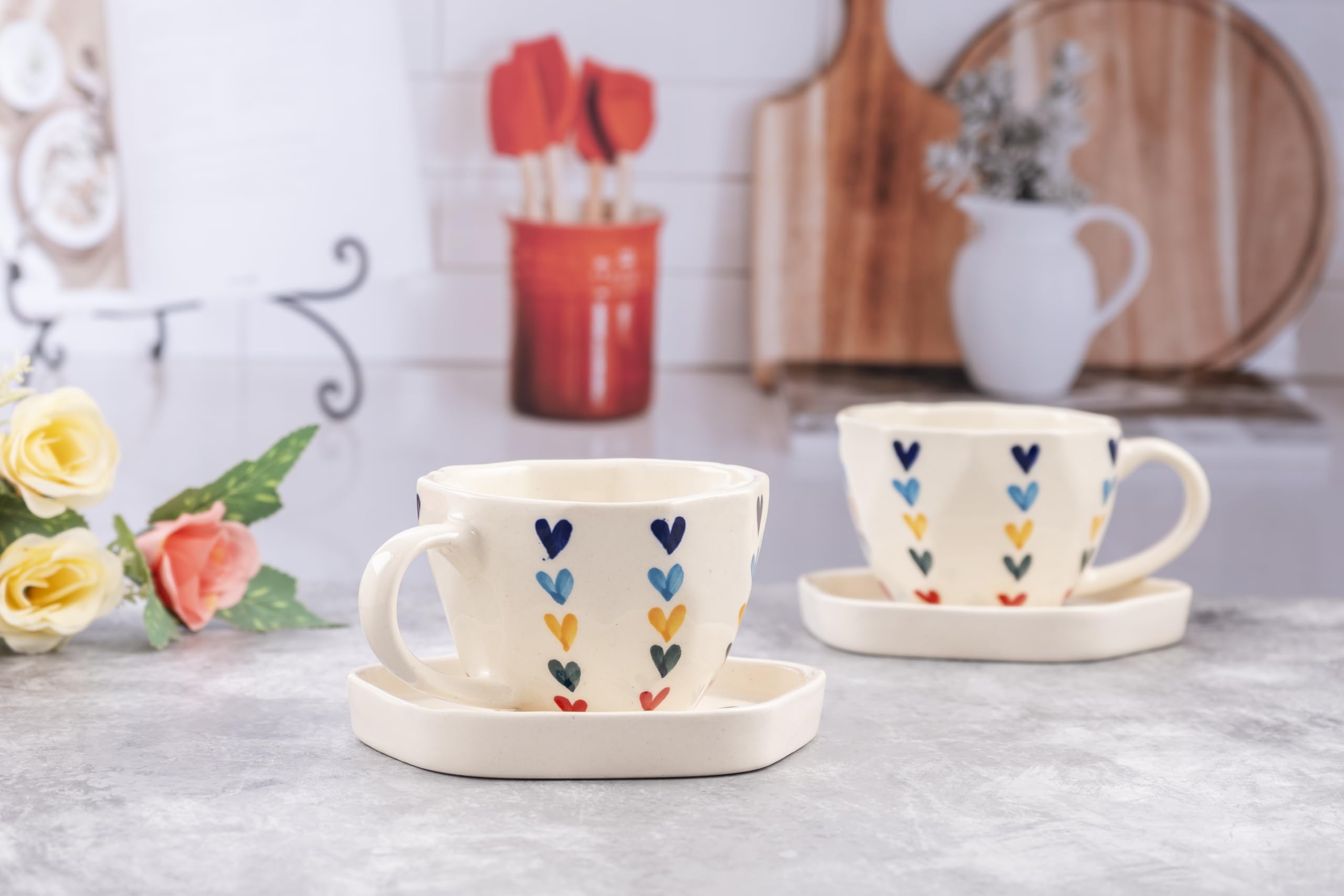 Tasses à café cappuccino et latte en céramique résistante au lave-vaisselle avec soucoupe
