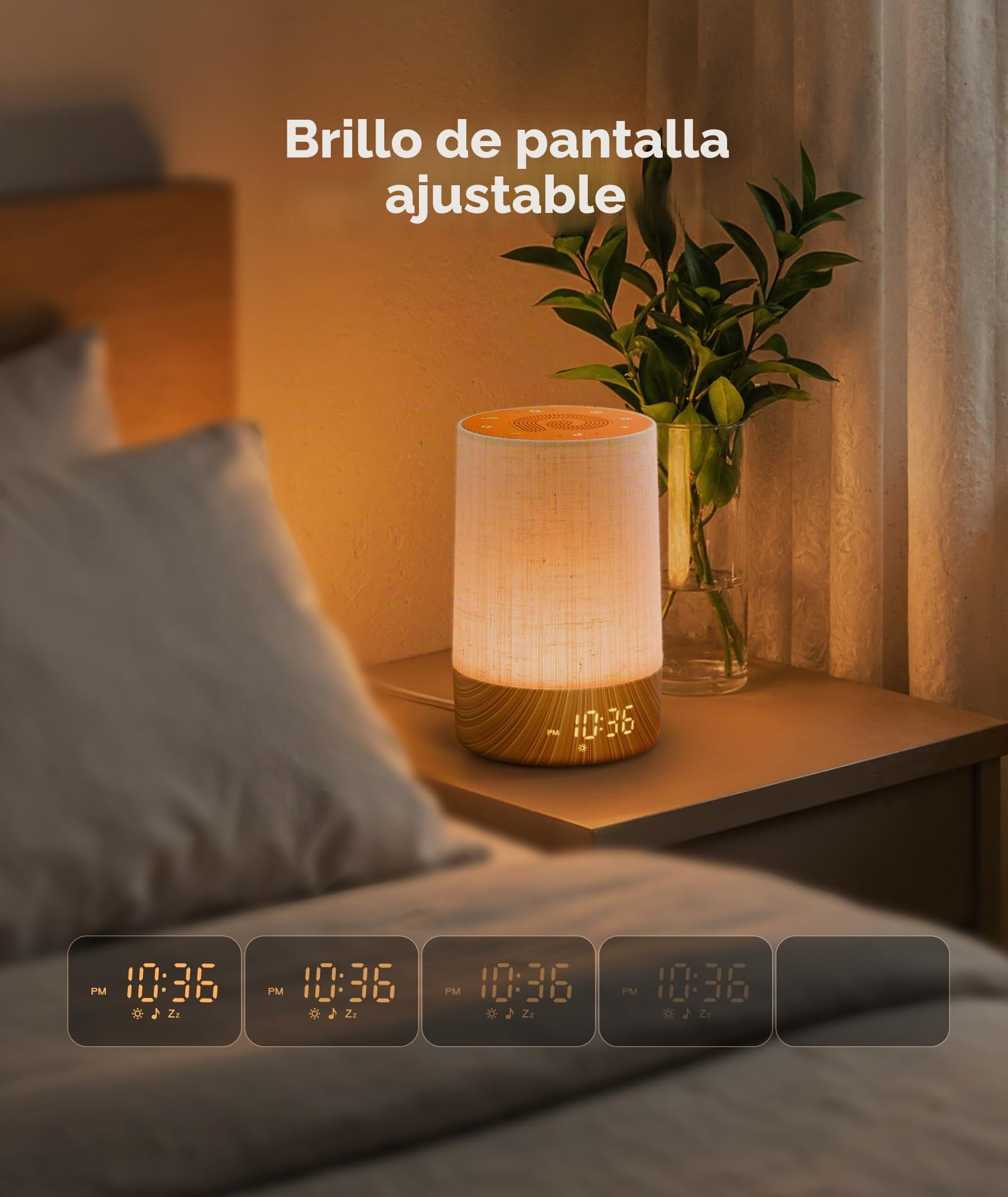 Dreamegg Despertador Amanecer, Maquina Ruido Blanco para Bebés, Madera | 29 Sonidos Calmantes, Temporizador, Adultos y Niños, Máquina Ruido Blanco, Dormitorio y Salón, Regalo