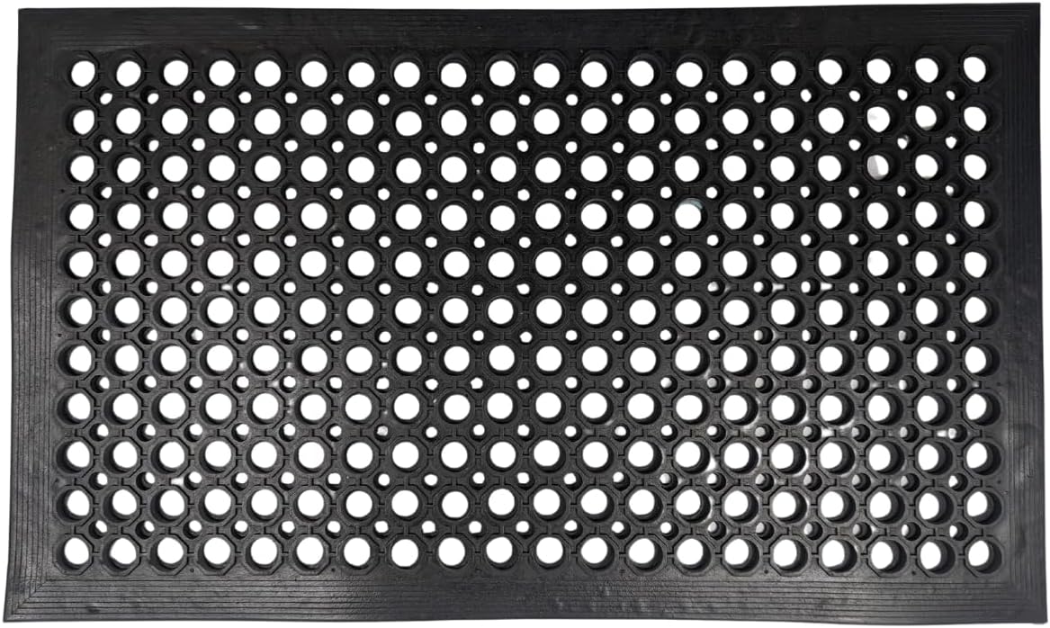Heavy Duty Rubber Door Mat | Non-Trip Ramp Edges | Non-Slip Surface | Wheelchair & Pushchair Friendly | Indoor & Outdoor Dirt Trapping Entrance Mat (40cm x 60cm)