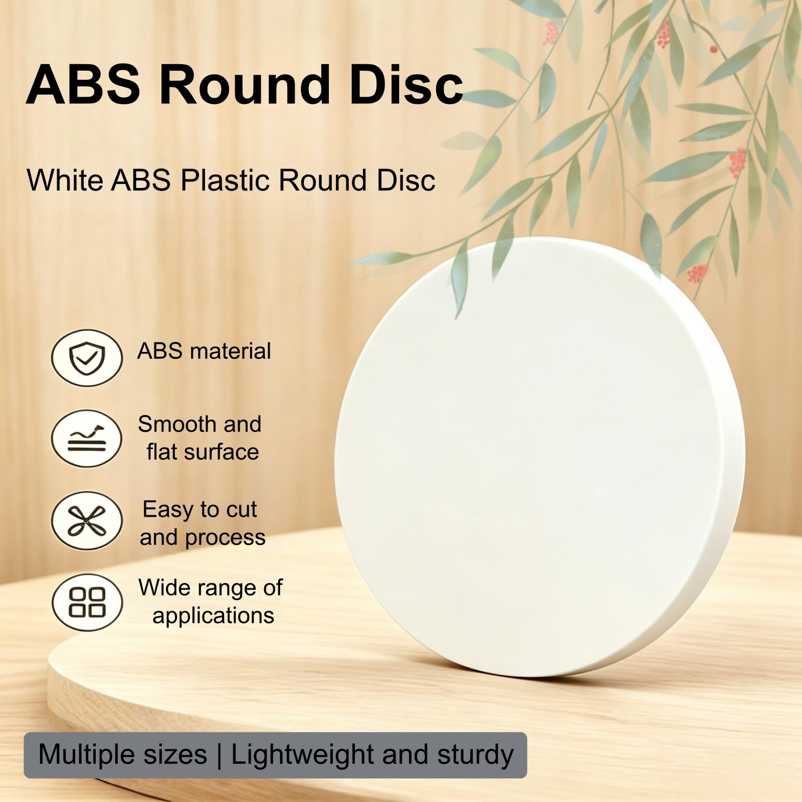 Foglio Sottile Bianco in ABS Disco Circolare Diametro 100 mm Piastra in plastica Rigida e Resistente per Modelli RC, cartellonistica, Cosplay e lavorazioni CNC,25mm