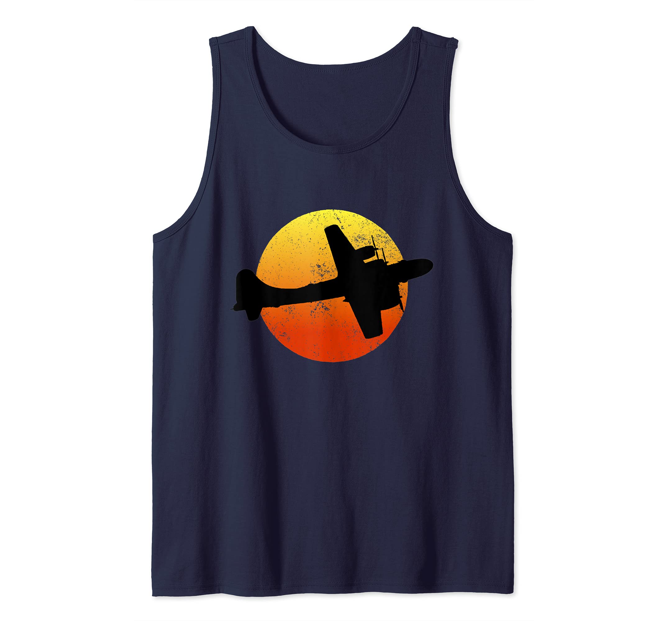 B-29 Superfortress Silhouette Retro Sunset WW2 Airplane B29 Tank Top