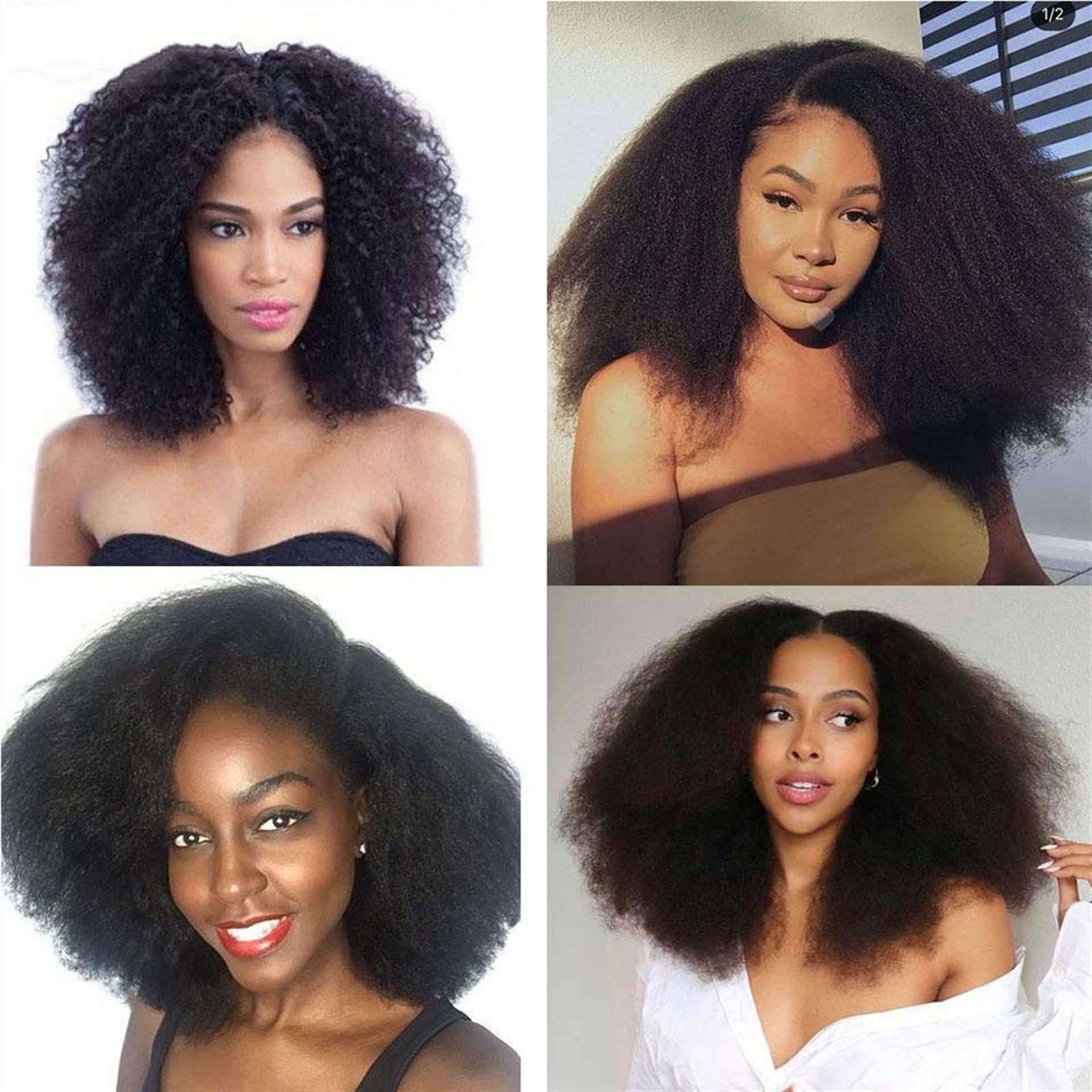 Pelo Natural Pelucas rizadas Afro largas for Mujeres Negras Peluca de Pelo sintético Resistente al Calor Esponjoso y Rizado Suave for Cosplay de Fiesta Diaria Mujer Peluca