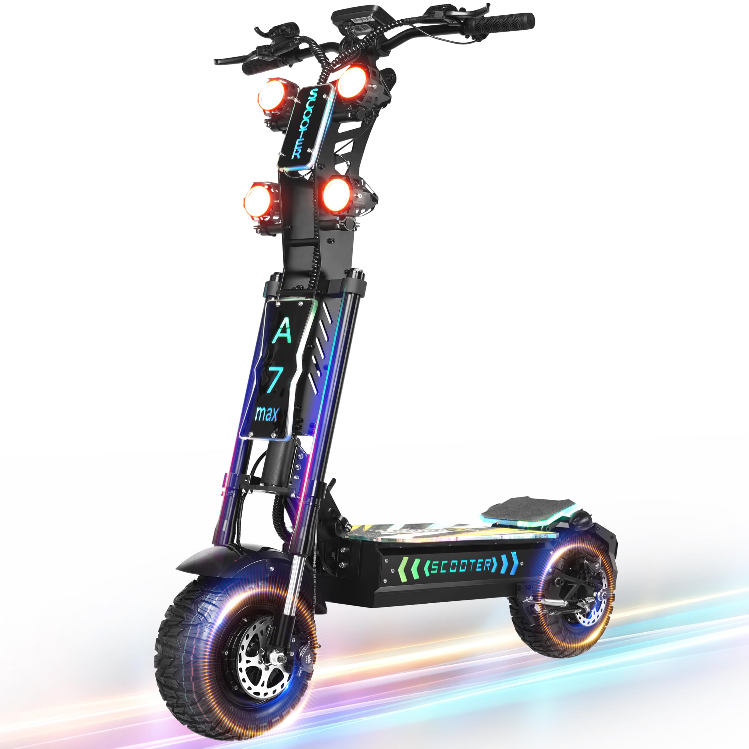 Electric Scooter for Adults 10000W Dual Motor 68 MPH Max Speed 72V Removable Battery 13 Off-Road Tires Music