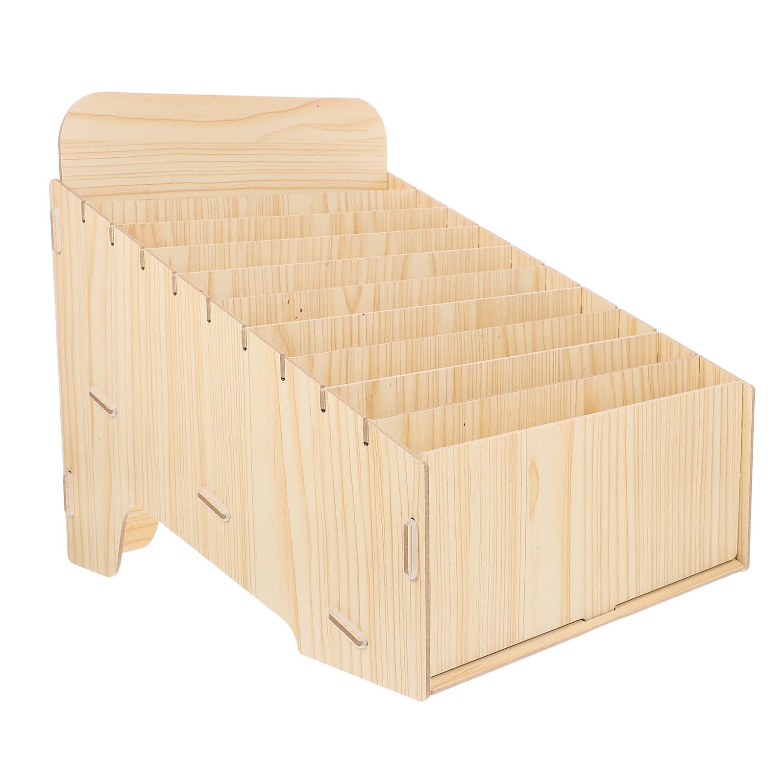 Housoutil Caja Organizadora de Madera para Almacenamiento de Facturas y Bolígrafos con Compartimentos Múltiples Diseño Rústico y Elegante para Oficina y Tienda