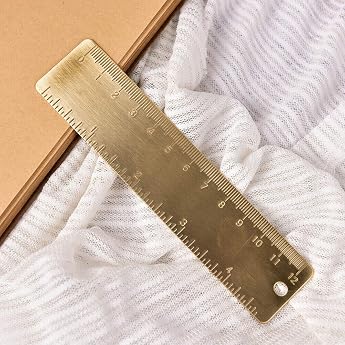 SUPERTOOL Stainless Steel Ruler 12cm Pure Brass Gold Accurate Measurement Bookmark Ruler for School Office Workshop and Home Pack of 1