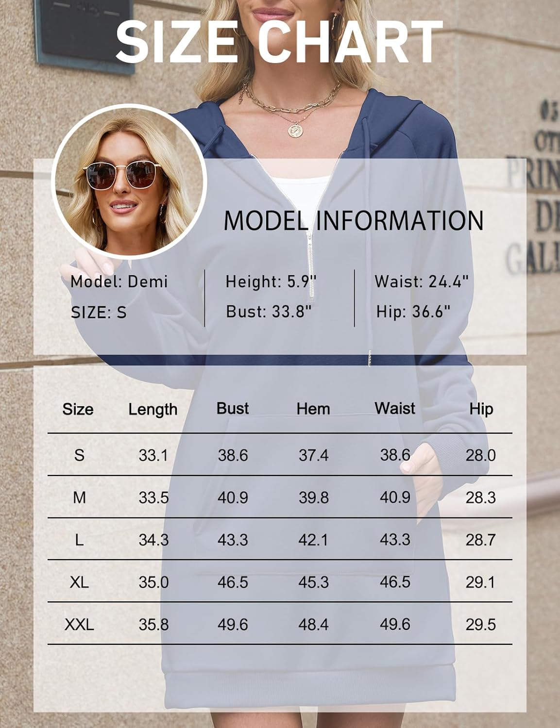 Tanst Sky Womens Sweatshirt Dress Long Sleeve Hoodie dresses Half Zip Drawstring Hooded Tunic Tops with Pocket - Image 7