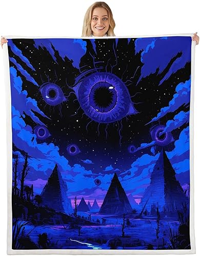 Miniatura 28 de Manta de franela de alienígena, misteriosa nave espacial estrellada con purpurina y planetas de cielo para decoración de habitaciones, manta