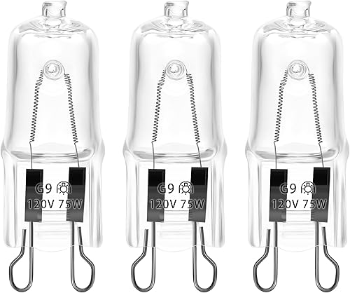 Bombilla G9 Basking 75W 120V 2 Pin 3 Pack Bombilla Base Bombilla Reptil Calor Reemplazo Regulable Cálido Claro