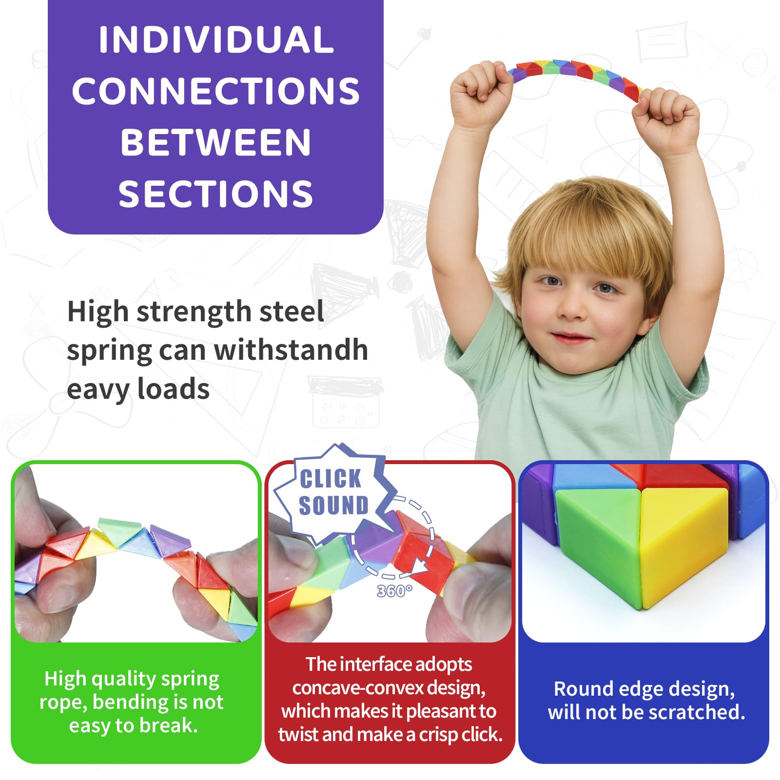 30 Pack Mini Fidget Snake Cube Toys Goodie Bag Stuffers for Kids, Treasure Box Toys for Classroom, Twist Puzzle for Party Favors, Birthday & Back to School Gifts, Stocking Stuffers for Kids