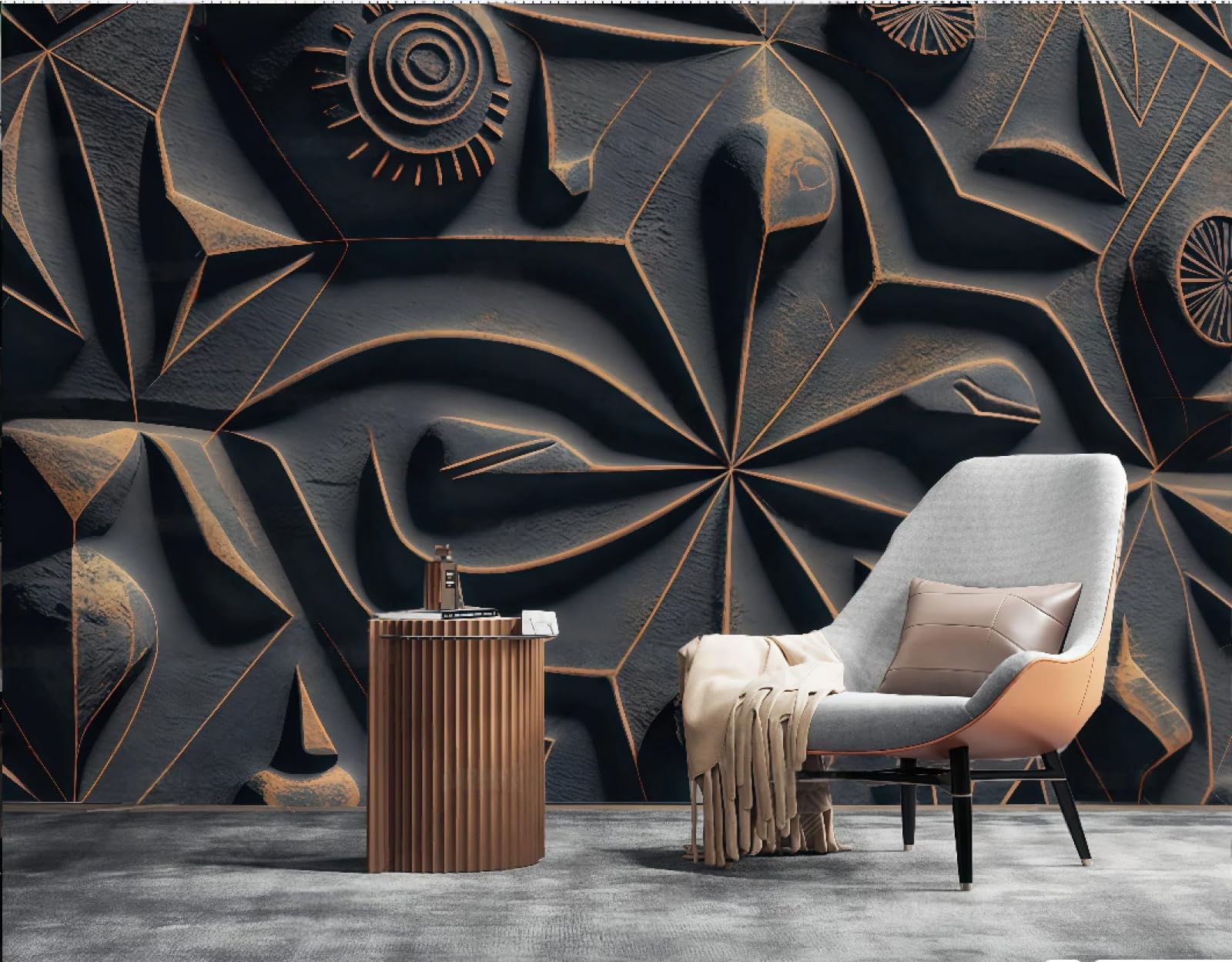 Tapeta trójwymiarowa abstrakcyjna hieroglificzna tłoczenie skała marmur wzór telewizora sofa tło ściana tapeta salon restauracja kawiarnia mural, 3D, 250 x 175 cm
