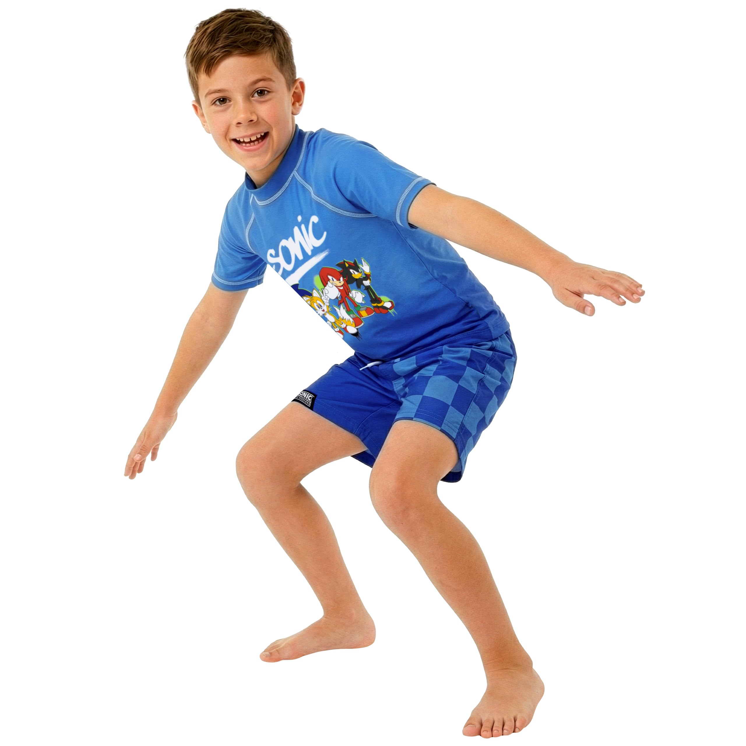 Sonic The Hedgehog Maillot De Bain Piscine Sonic pour Garçon, Ensemble De Bain 2 Pièces, Maillot De Bain Garçon