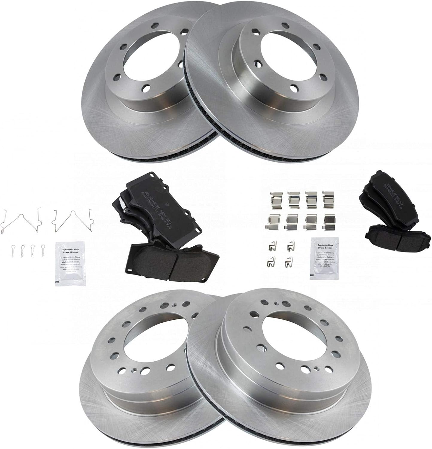 TRQ Front and Rear Brake Pad & Rotor Kit Brake Pads Brake Rotor Semi-Metallic Compatible with 2003-2009 Lexus GX470 Toyota 4Runner