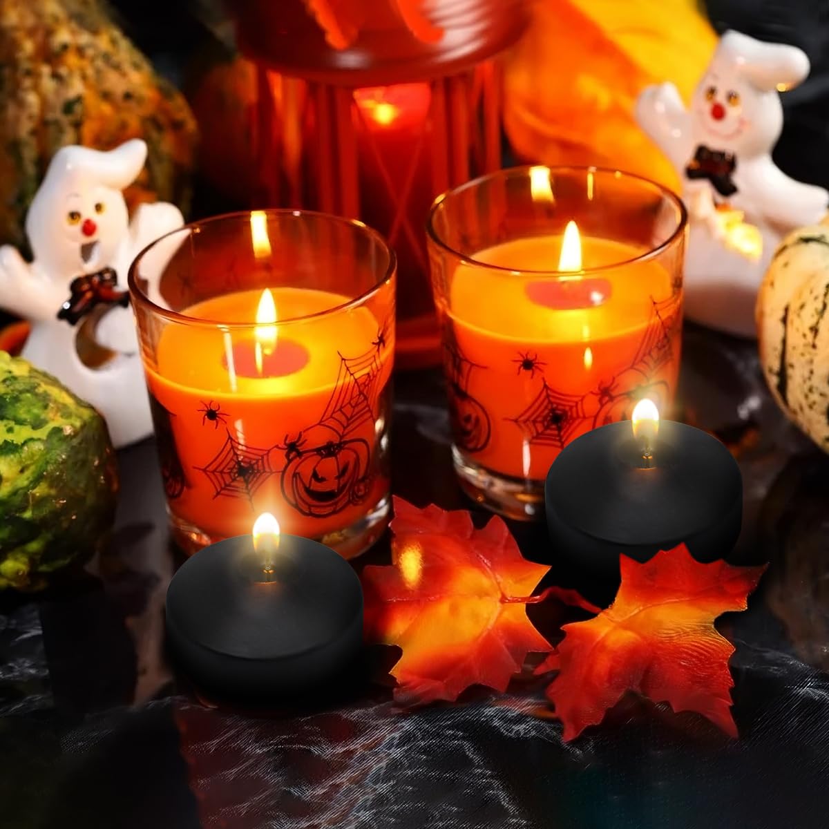 Velas flotantes negras de 10 horas, grandes, 7,6 cm, sin perfume, a prueba de fugas, velas flotantes para jarrones, centros de mesa, bodas, fiestas, piscinas, vacaciones, juego de 12