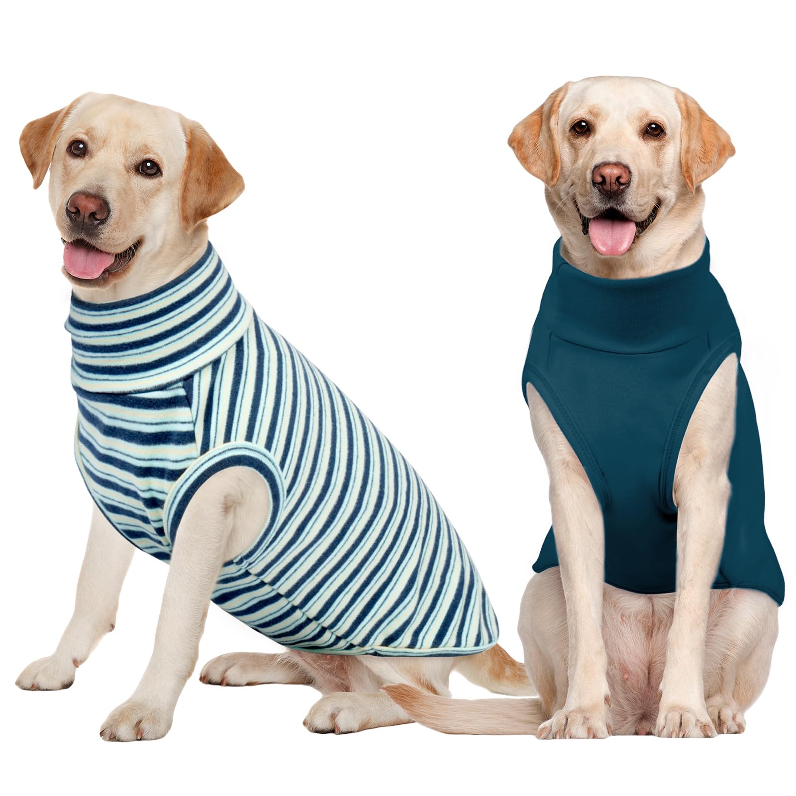 Kuoser 2 Stück Hundepullover Fleece, Pullover für mittelgroße Hunde,Blau XL