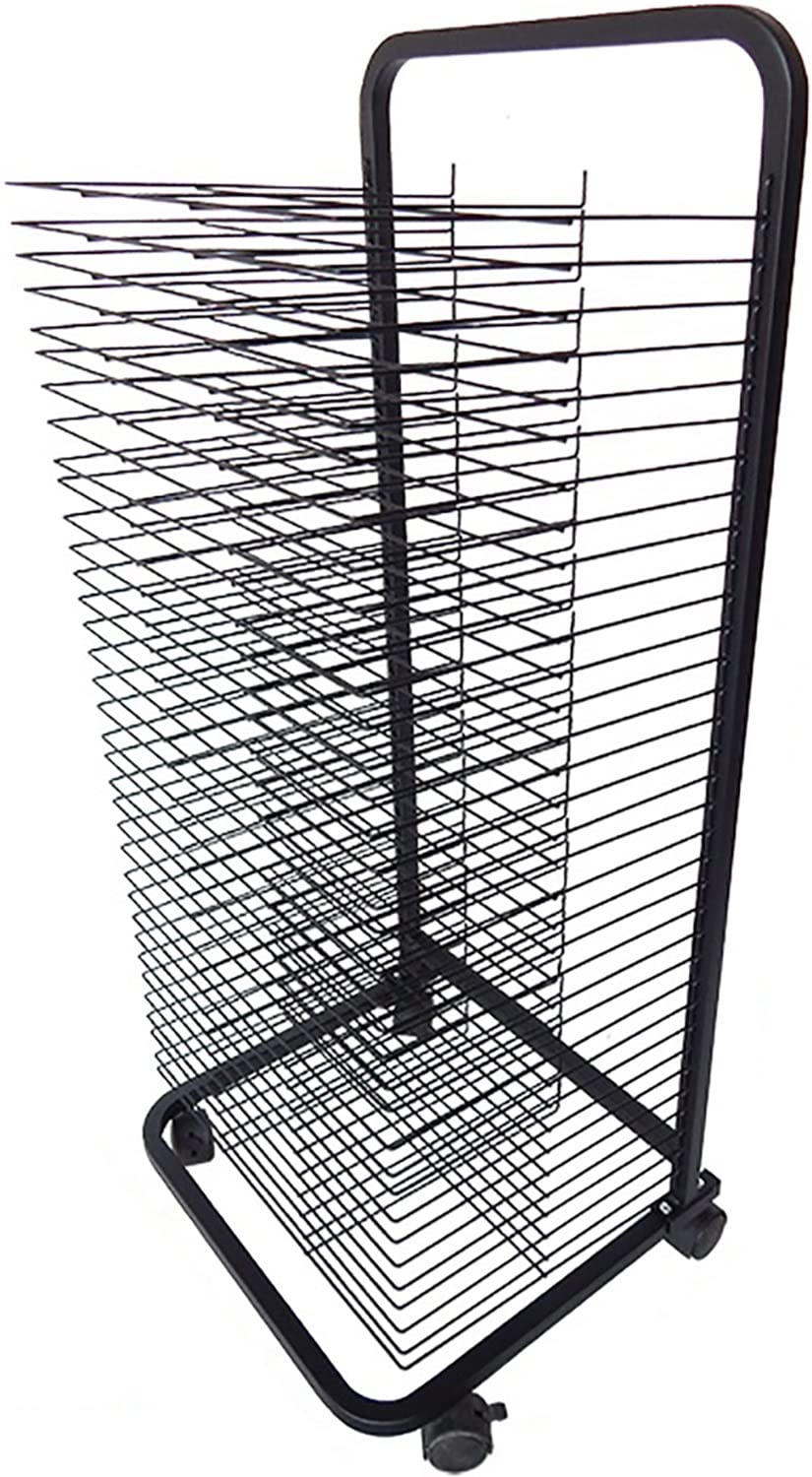 Aioneer Drying Rack, Mobile Art Drying Rack with Wire Shelves for Works of Art, Mobile Classrooms, Art Studios and Home Use, Black Powder Coated Finish,Ideal for Schools and Art Clubs