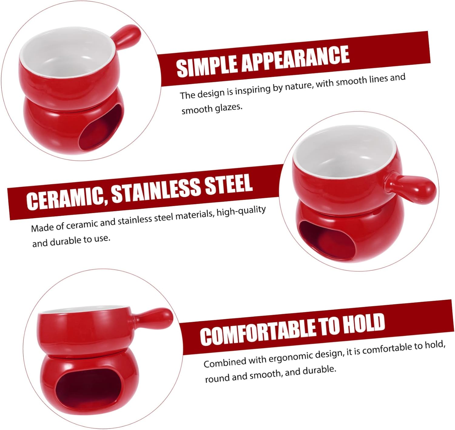 PRETYZOOM 1Set Ceramic Cheese Chocolate Fondue Pot Melting Tools for Chocolate Cheese and Candy for Parties and Includes Single Handle Pot and Forks Base