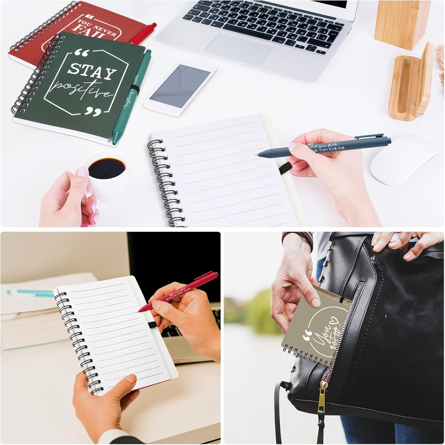 Tenceur 20 Sets Employee Appreciation Gift Bulk Inspirational Journal with Sticky Note Pen Personalized Notebook Thank You Gift for Teacher Nurse Lab Week Dispatcher(Retro,Dark Colors)