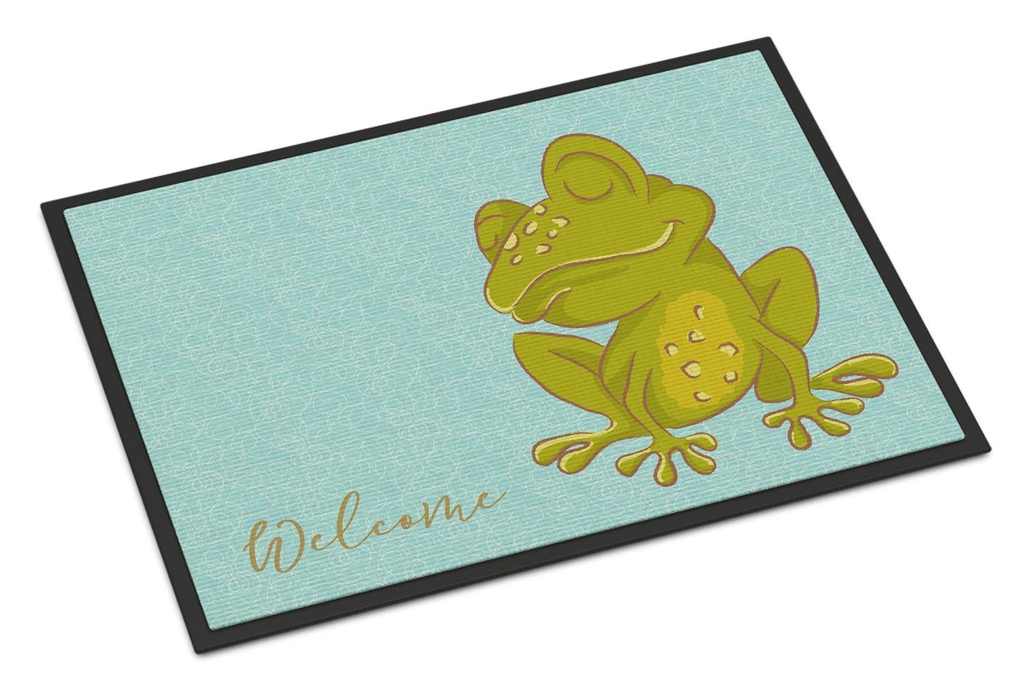 Caroline's TreasuresBB8563MAT Frog Welcome Doormat 18x27 Front Door Mat Indoor Outdoor Rugs for Entryway, Non Slip Washable Low Pile, 18H X 27W