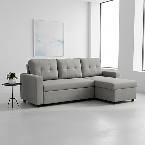 Sofá cama convertible en forma de L  Sofá cama modular extraíble que ahorra espacio para apartamentos y salas de estar  Gris