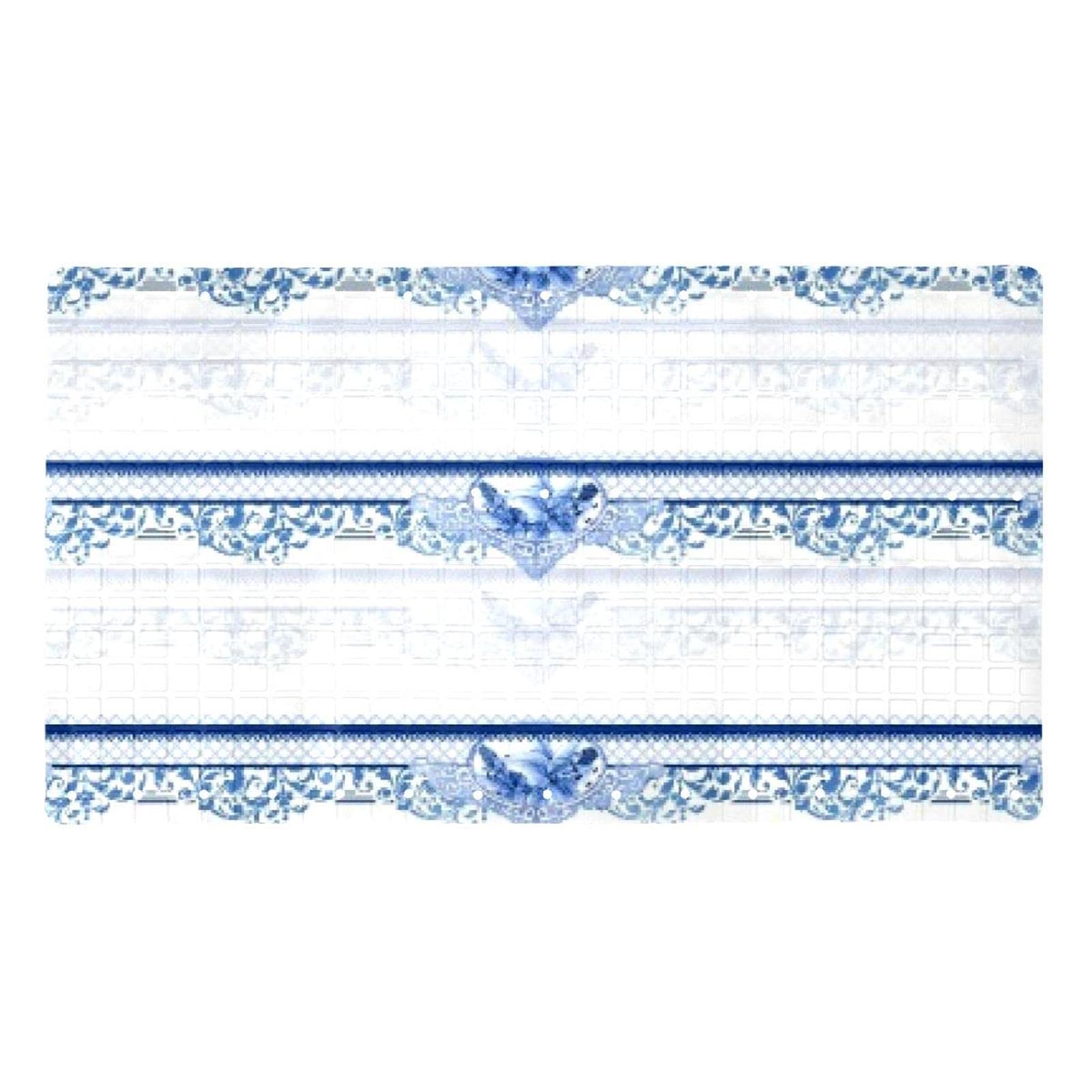 Tapis de salle de bain antidérapant 40x70 cm à ventouses motif porcelaine bleue