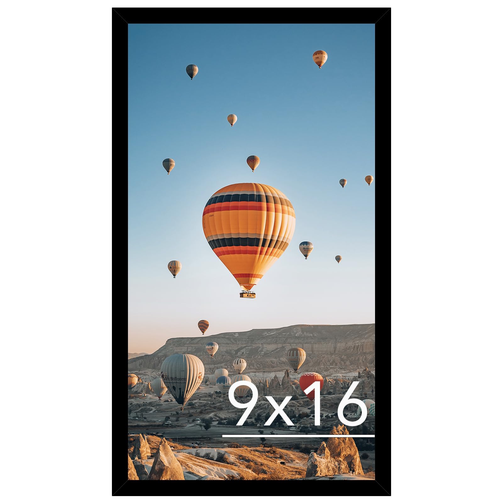 JCJMY 9x16 Picture Frame Black for Wall Hanging, Wall Mounting Horizontally or Vertically, 9 x 16 Wall Gallery Poster Photo Frame with Shatter Resistant Plexiglass, Black