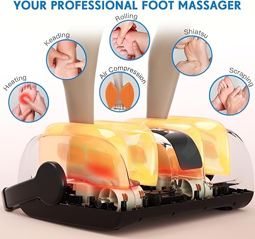 Miniatura 3 de Máquina masajeadora de pies Shiatsu para neuropatía y alivio del dolor, terapia de calor sorpresa, amasamiento profundo de 5 intensidades,