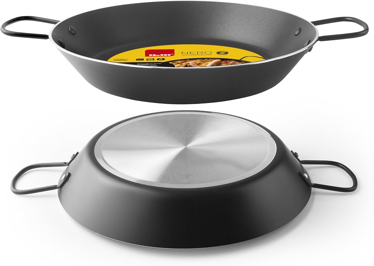 IBILI Paella Pan Nero 50 Cm, Aluminium, Black/Silver