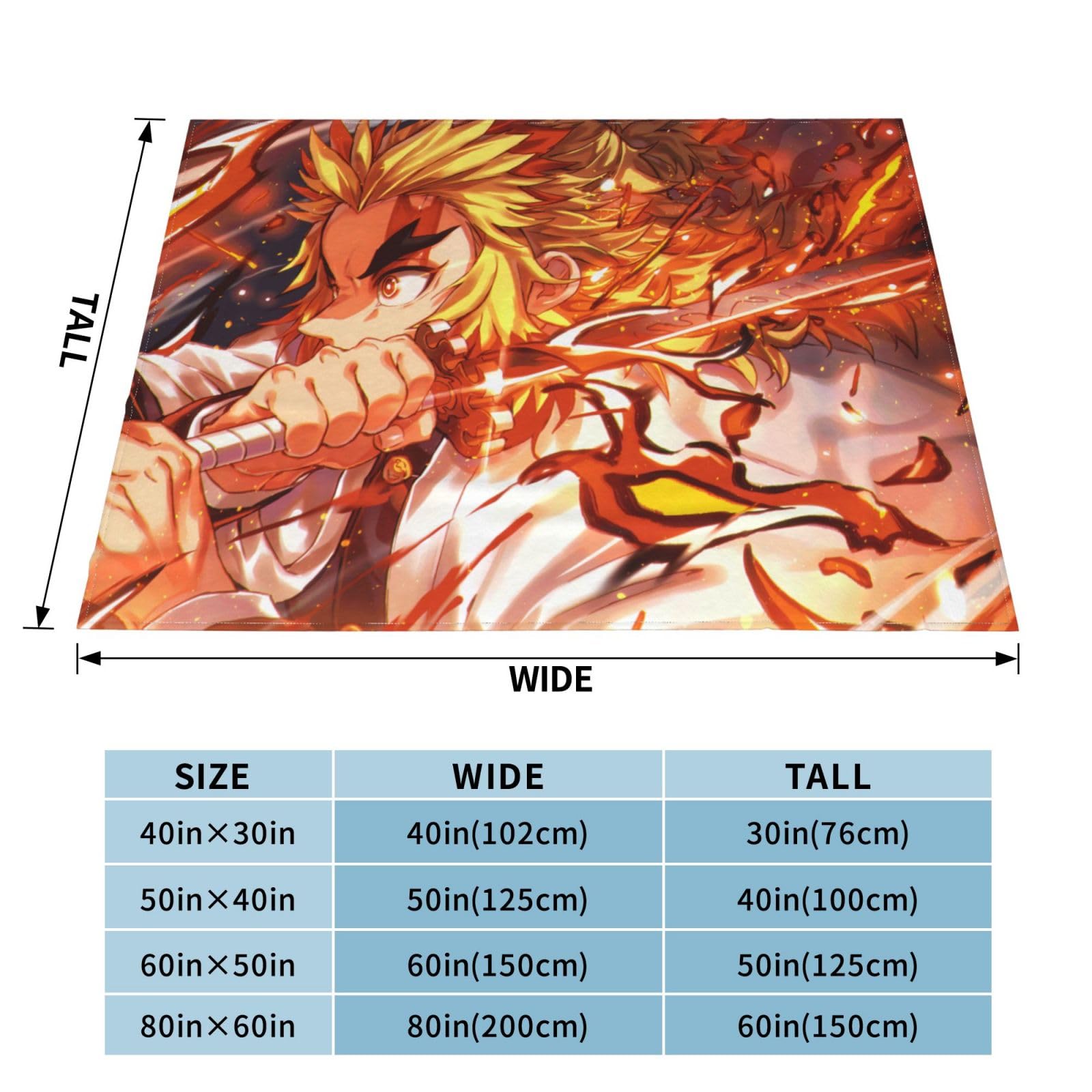 Amazon｜ブランケット 毛布 鬼滅の刃 煉獄杏寿郎 ひざ掛け